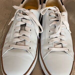 Cole Haan White Leather Low-Top Sneakers with Brown Trim Sz 9